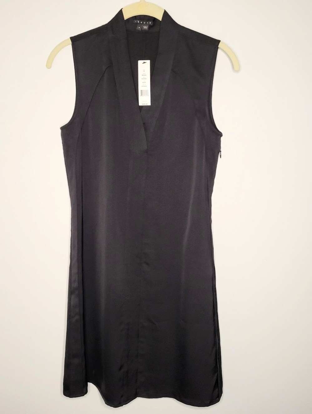 Theory Women's Black 100% Silk V-Neck Sleeveless Dress Size 0 XS